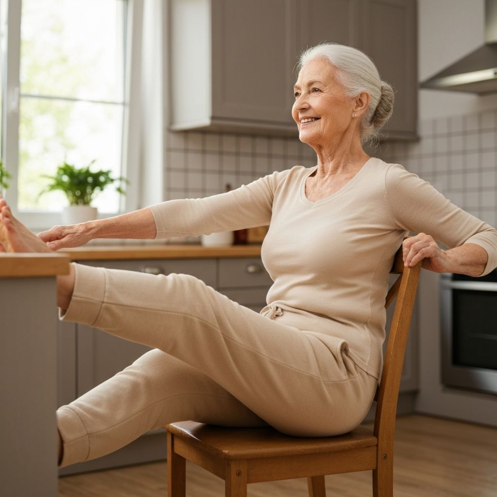 Person performing chair-assisted exercises